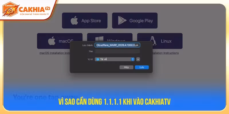 Hướng dẫn tải 1.1.1.1 Vượt chặn link khi truy cập CakhiaTV nhanh