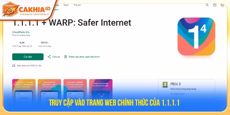 Truy cập vào trang web chính chủ của 1.1.1.1